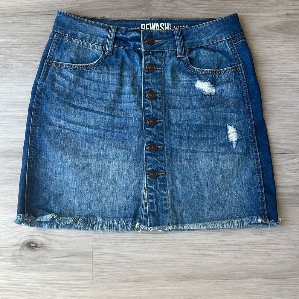 Denim Skirt Front Button by Rewash LA